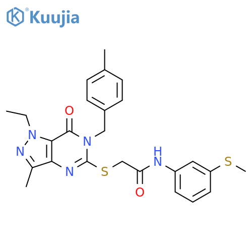 2-({1-ethyl-3-methyl-6-[(4-methylphenyl)methyl]-7-oxo-1H,6H,7H-pyrazolo[4,3-d]pyrimidin-5-yl}sulfanyl)-N-[3-(methylsulfanyl)phenyl]acetamide structure