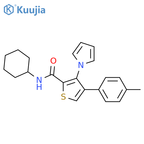 N-cyclohexyl-4-(4-methylphenyl)-3-(1H-pyrrol-1-yl)thiophene-2-carboxamide structure