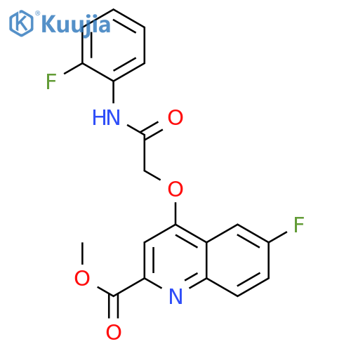methyl 6-fluoro-4-{[(2-fluorophenyl)carbamoyl]methoxy}quinoline-2-carboxylate structure