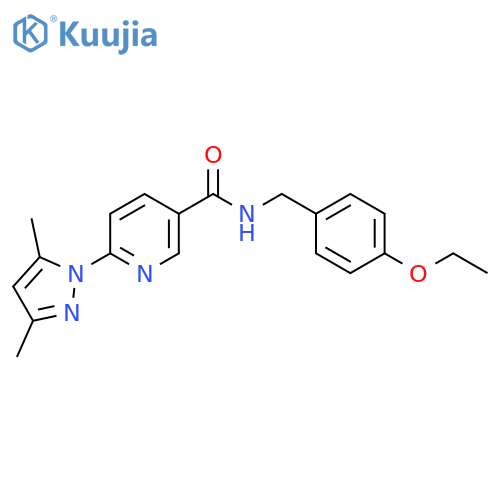 6-(3,5-dimethyl-1H-pyrazol-1-yl)-N-(4-ethoxyphenyl)methylpyridine-3-carboxamide structure