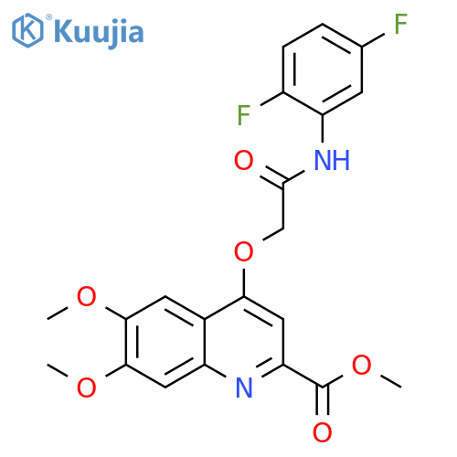 methyl 4-{[(2,5-difluorophenyl)carbamoyl]methoxy}-6,7-dimethoxyquinoline-2-carboxylate structure