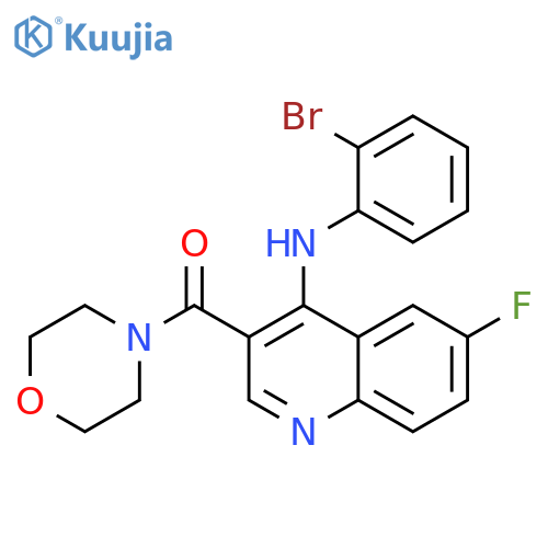N-(2-bromophenyl)-6-fluoro-3-(morpholine-4-carbonyl)quinolin-4-amine structure