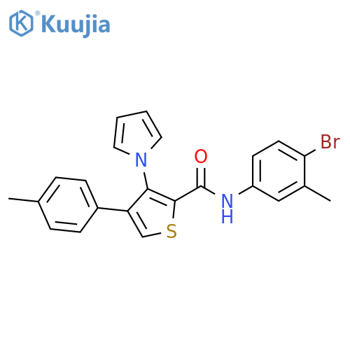 N-(4-bromo-3-methylphenyl)-4-(4-methylphenyl)-3-(1H-pyrrol-1-yl)thiophene-2-carboxamide structure