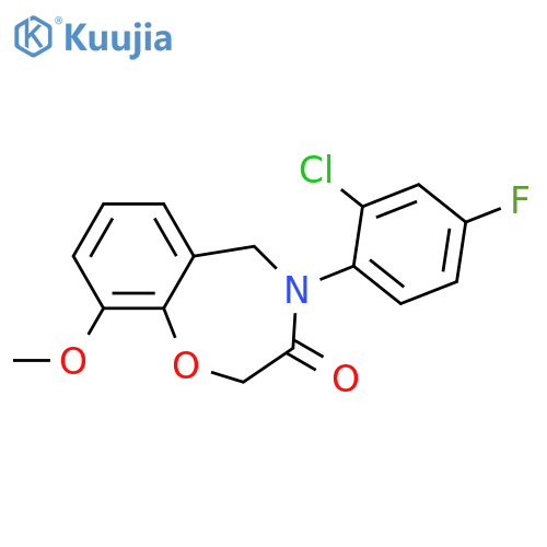 4-(2-chloro-4-fluorophenyl)-9-methoxy-2,3,4,5-tetrahydro-1,4-benzoxazepin-3-one structure