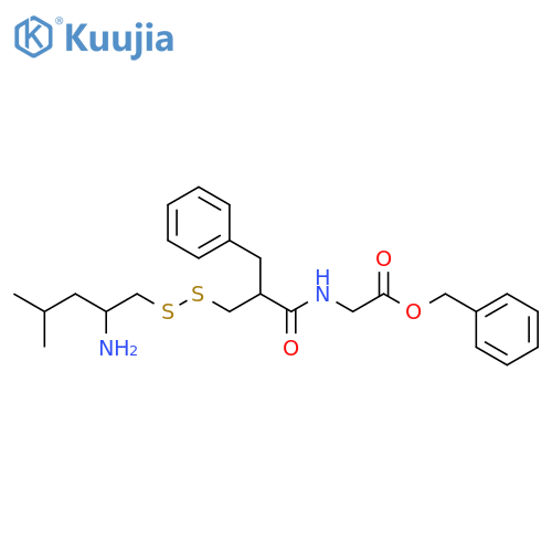 Glycine,N-[2-[[(2-amino-4-methylpentyl)dithio]methyl]-1-oxo-3-phenylpropyl]-,phenylmethyl ester structure