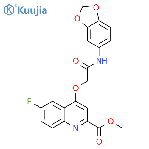 methyl 4-{[(2H-1,3-benzodioxol-5-yl)carbamoyl]methoxy}-6-fluoroquinoline-2-carboxylate structure