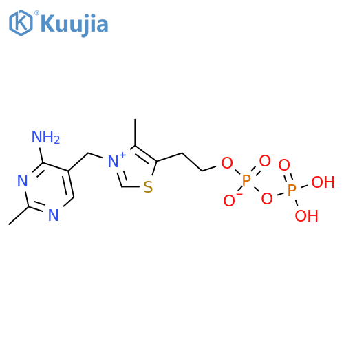 3-(4-amino-2-methylpyrimidin-5-yl)methyl-5-(2-{(hydrogen phosphonatooxy)(hydroxy)phosphoryloxy}ethyl)-4-methyl-1,3-thiazol-3-ium structure