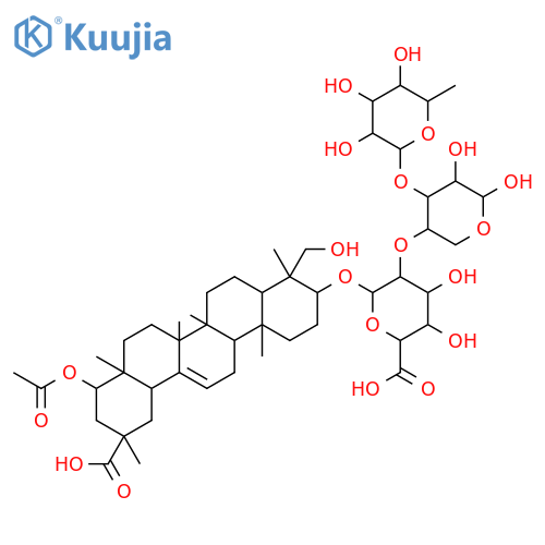 b-D-Glucopyranosiduronic acid, (3b,4b,20b,22b)-22-(acetyloxy)-20-carboxy-23-hydroxy-30-norolean-12-en-3-ylO-6-deoxy-a-L-mannopyranosyl-(1®2)-O-b-D-xylopyranosyl-(1®2)- (9CI) structure