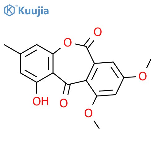 1-hydroxy-8,10-dimethoxy-3-methyldibenz[b,e]oxepin-6,11-dione structure