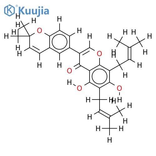5,7-dihydroxy-6,8-diprenyl-2'''',2''''-dimethylpyrano[5'''',6'''': 3',4']-isoflavone structure