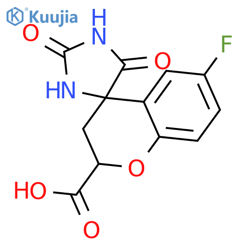 (2S,4S)-6-Fluoro-2',5'-dioxospiro[chroman-4,4'-imidazolidine]-2-carboxylic acid structure