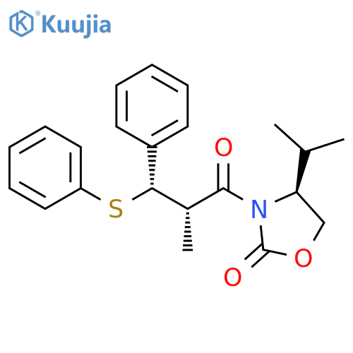 2-Oxazolidinone, 4-(1-methylethyl)-3-[(2S,3S)-2-methyl-1-oxo-3-phenyl-3-(phenylthio)propyl]-, (4S)- structure