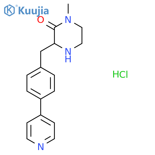 1-Methyl-3-[(4-pyridin-4-ylphenyl)methyl]piperazin-2-one;hydrochloride structure