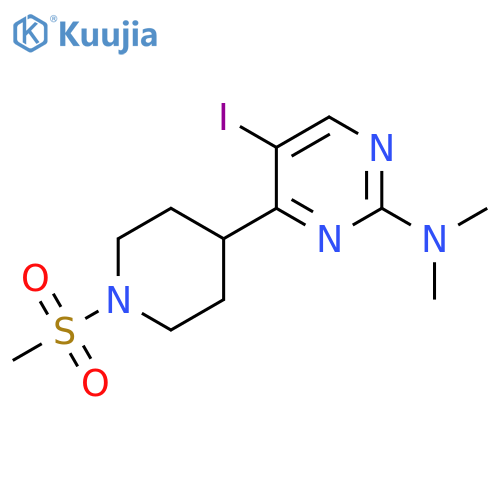 5-Iodo-N,N-dimethyl-4-(1-methylsulfonylpiperidin-4-yl)pyrimidin-2-amine structure