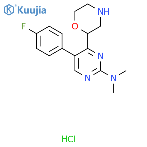 5-(4-Fluorophenyl)-N,N-dimethyl-4-morpholin-2-ylpyrimidin-2-amine;hydrochloride structure