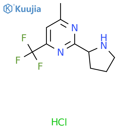 4-Methyl-2-pyrrolidin-2-yl-6-(trifluoromethyl)pyrimidine;hydrochloride structure