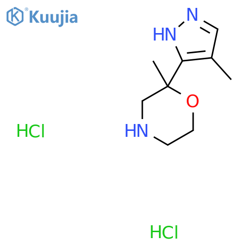 2-Methyl-2-(4-methyl-1H-pyrazol-5-yl)morpholine;dihydrochloride structure