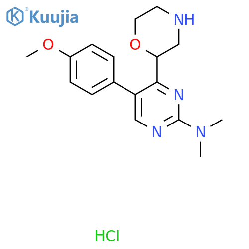 5-(4-Methoxyphenyl)-N,N-dimethyl-4-morpholin-2-ylpyrimidin-2-amine;hydrochloride structure