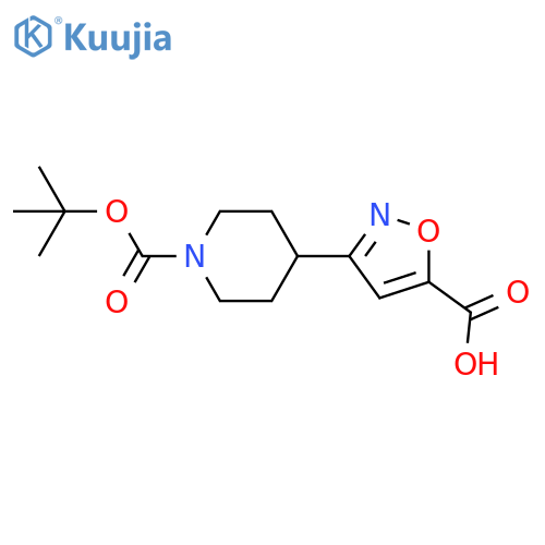 3-{1-(tert-butoxy)carbonylpiperidin-4-yl}-1,2-oxazole-5-carboxylic acid structure