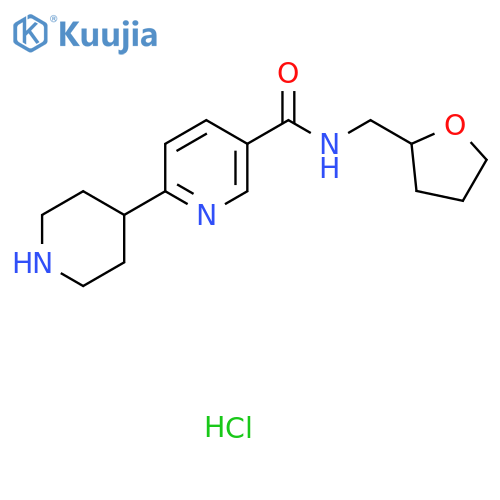 N-(Oxolan-2-ylmethyl)-6-piperidin-4-ylpyridine-3-carboxamide;hydrochloride structure
