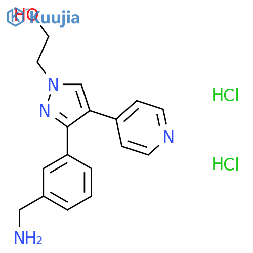 2-[3-[3-(Aminomethyl)phenyl]-4-pyridin-4-ylpyrazol-1-yl]ethanol;dihydrochloride structure