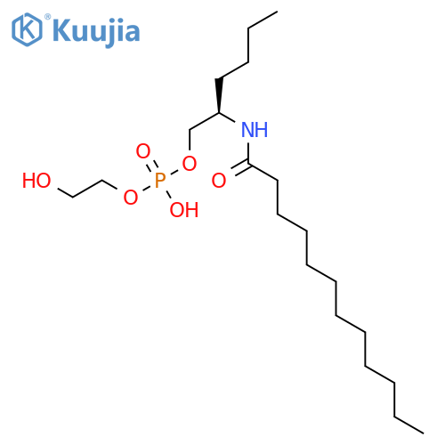 Phosphoric acid,mono(2-hydroxyethyl) mono[(2R)-2-[(1-oxododecyl)amino]hexyl] ester structure