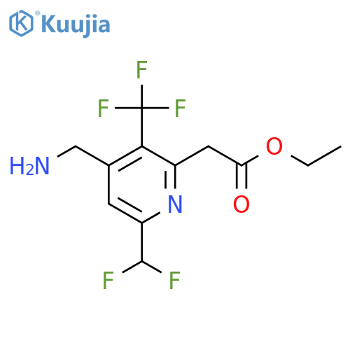 Ethyl 4-(aminomethyl)-6-(difluoromethyl)-3-(trifluoromethyl)pyridine-2-acetate structure