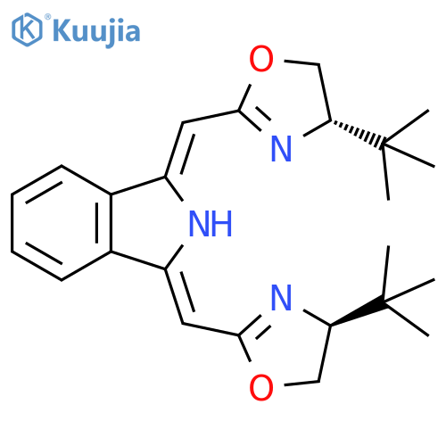 (1Z,3Z)-1,3-Bis[[(4S)-4,5-dihydro-4-(tert-butyl)-2-oxazolyl]methylene]-2,3-dihydro-1H-isoindole structure