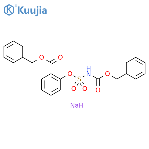 Benzoic acid, 2-[[[[(phenylmethoxy)carbonyl]amino]sulfonyl]oxy]-, phenylmethyl ester, sodium salt (1:1) structure