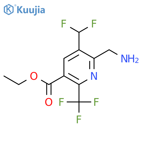 Ethyl 2-(aminomethyl)-3-(difluoromethyl)-6-(trifluoromethyl)pyridine-5-carboxylate structure