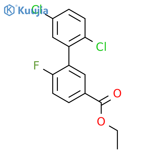 2',5'-Dichloro-6-fluoro-biphenyl-3-carboxylic acid ethyl ester structure