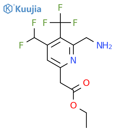 Ethyl 2-(aminomethyl)-4-(difluoromethyl)-3-(trifluoromethyl)pyridine-6-acetate structure