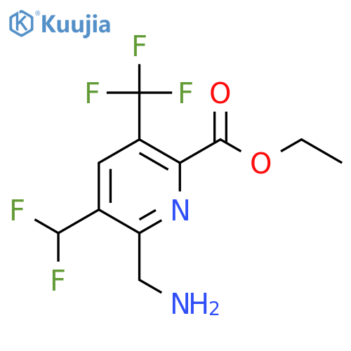 Ethyl 2-(aminomethyl)-3-(difluoromethyl)-5-(trifluoromethyl)pyridine-6-carboxylate structure