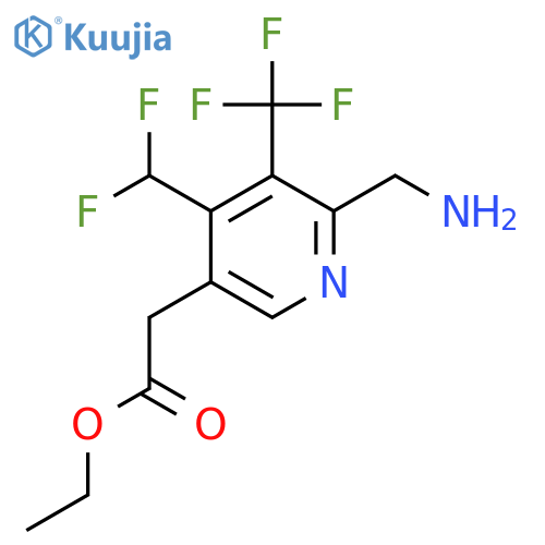 Ethyl 2-(aminomethyl)-4-(difluoromethyl)-3-(trifluoromethyl)pyridine-5-acetate structure