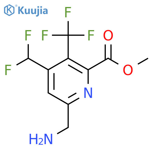 Methyl 6-(aminomethyl)-4-(difluoromethyl)-3-(trifluoromethyl)pyridine-2-carboxylate structure