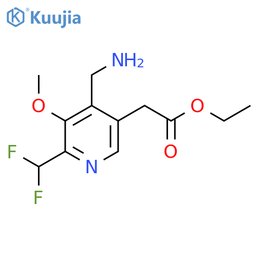 Ethyl 4-(aminomethyl)-2-(difluoromethyl)-3-methoxypyridine-5-acetate structure