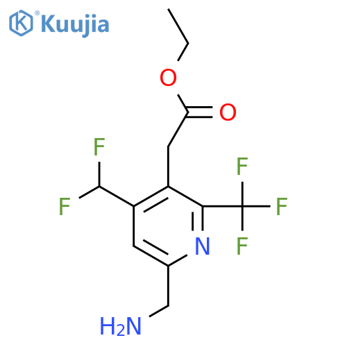 Ethyl 6-(aminomethyl)-4-(difluoromethyl)-2-(trifluoromethyl)pyridine-3-acetate structure