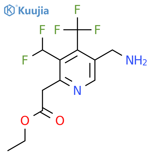 Ethyl 5-(aminomethyl)-3-(difluoromethyl)-4-(trifluoromethyl)pyridine-2-acetate structure