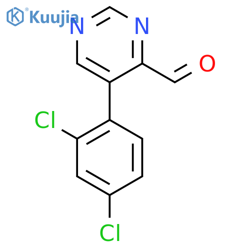 5-(2,4-Dichlorophenyl)pyrimidine-4-carboxaldehyde structure