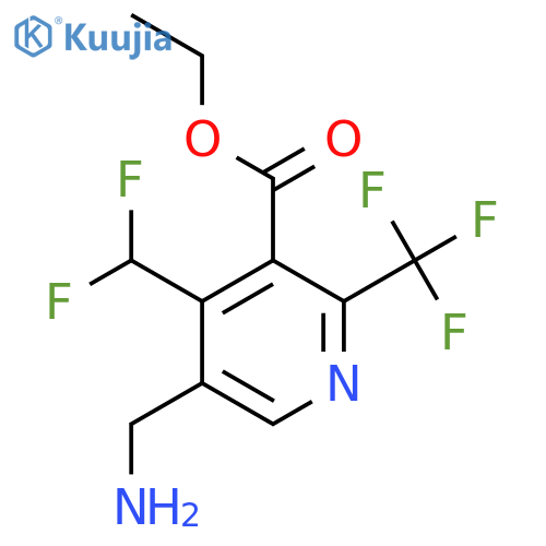 Ethyl 5-(aminomethyl)-4-(difluoromethyl)-2-(trifluoromethyl)pyridine-3-carboxylate structure