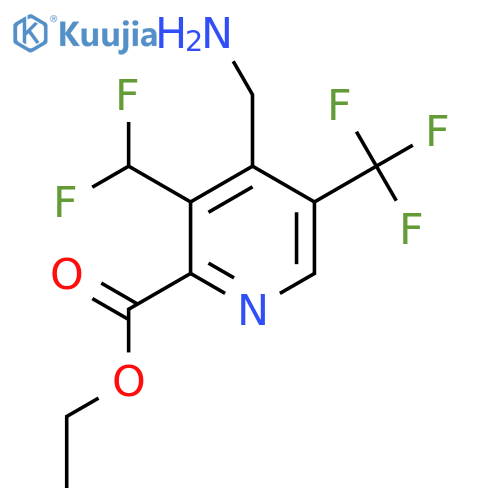 Ethyl 4-(aminomethyl)-3-(difluoromethyl)-5-(trifluoromethyl)pyridine-2-carboxylate structure