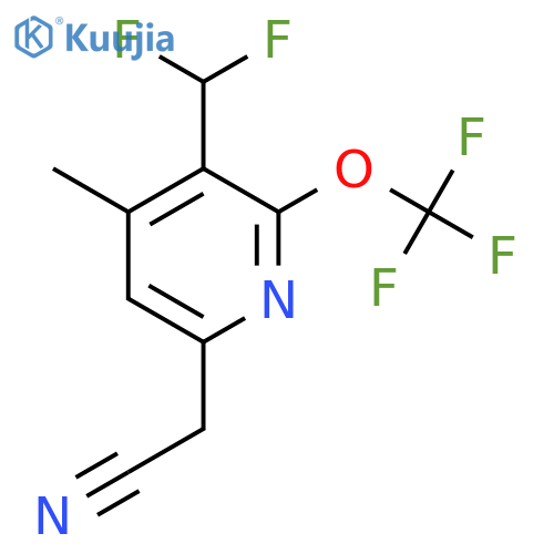 3-(Difluoromethyl)-4-methyl-2-(trifluoromethoxy)pyridine-6-acetonitrile structure