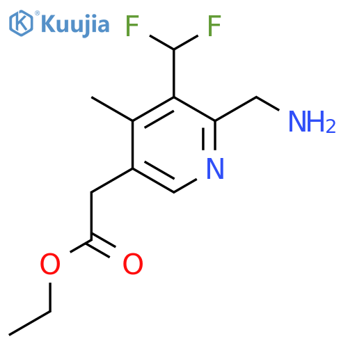 Ethyl 2-(aminomethyl)-3-(difluoromethyl)-4-methylpyridine-5-acetate structure