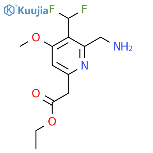 Ethyl 2-(aminomethyl)-3-(difluoromethyl)-4-methoxypyridine-6-acetate structure