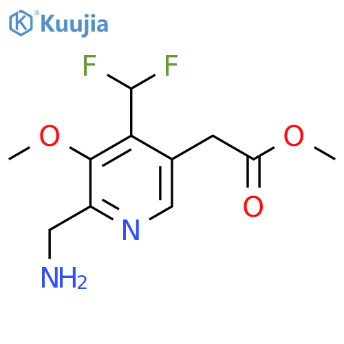 Methyl 2-(aminomethyl)-4-(difluoromethyl)-3-methoxypyridine-5-acetate structure