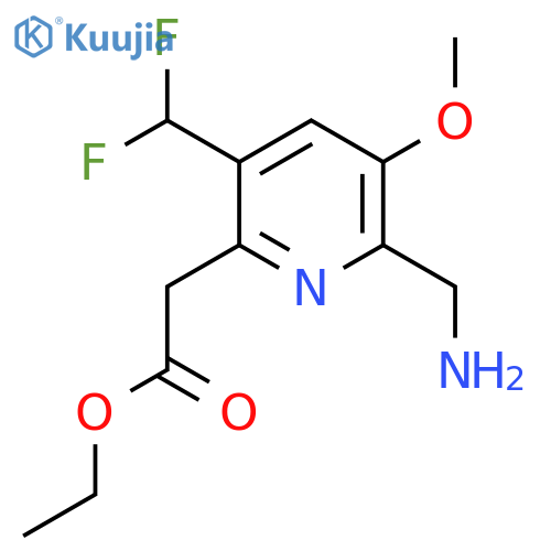 Ethyl 2-(aminomethyl)-5-(difluoromethyl)-3-methoxypyridine-6-acetate structure