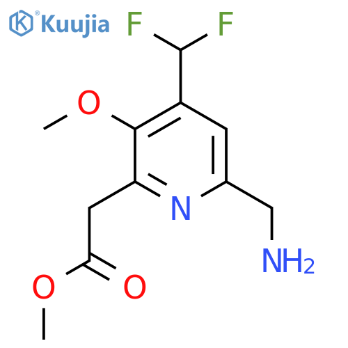 Methyl 6-(aminomethyl)-4-(difluoromethyl)-3-methoxypyridine-2-acetate structure