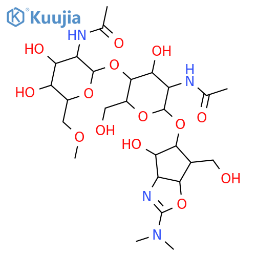 b-D-Glucopyranoside,(3aR,4R,5R,6S,6aS)-2-(dimethylamino)-3a,5,6,6a-tetrahydro-4-hydroxy-6-(hydroxymethyl)-4H-cyclopentoxazol-5-yl2-(acetylamino)-4-O-[2-(acetylamino)-2-deoxy-6-O-methyl-b-D-allopyranosyl]-2-deoxy- structure