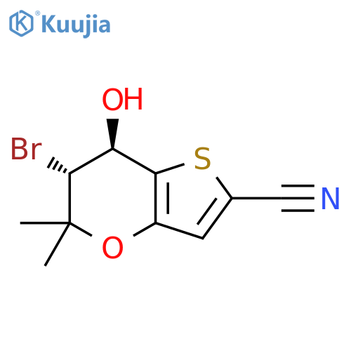 5H-Thieno[3,2-b]pyran-2-carbonitrile,6-bromo-6,7-dihydro-7-hydroxy-5,5-dimethyl-, trans- structure