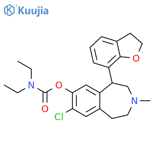 Carbamic acid, diethyl-, 8-chloro-5-(2,3-dihydro-7-benzofuranyl)-2,3,4,5-tetrahydro-3-methyl-1H-3-benzazepin-7-yl ester (9CI) structure